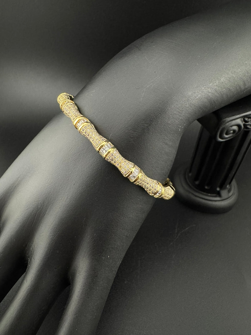 High Quality Gold Polish, Cubic Zirconia and stones Designer bracelet/Statement Bracelet/Indian Jewelry/Openable bangle/Fits upto 2.6" size