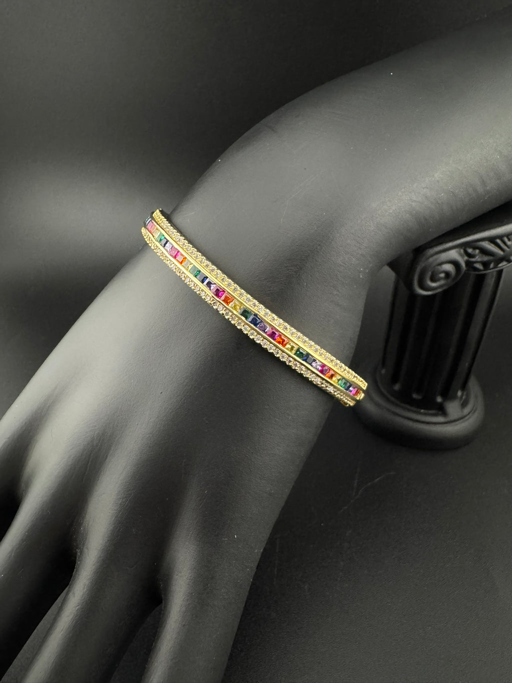 High Quality Gold Polish, Cubic Zirconia and stones Designer bracelet/Statement Bracelet/Indian Jewelry/Openable bangle/Fits upto 2.6" size