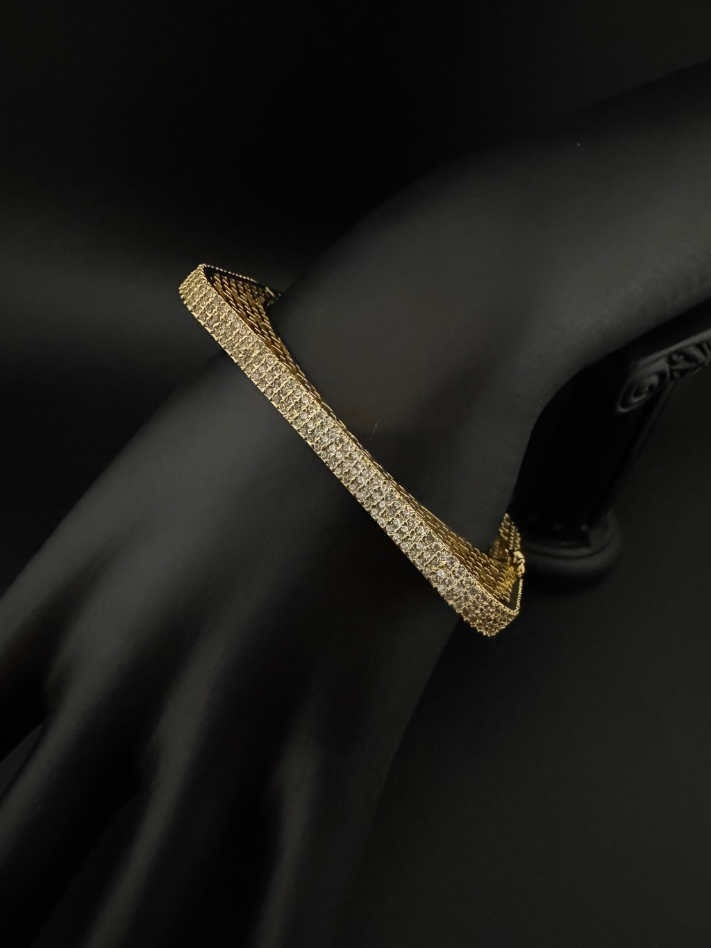 High Quality Square Gold Polish, Cubic Zirconia Openable Bracelet Designer bracelet