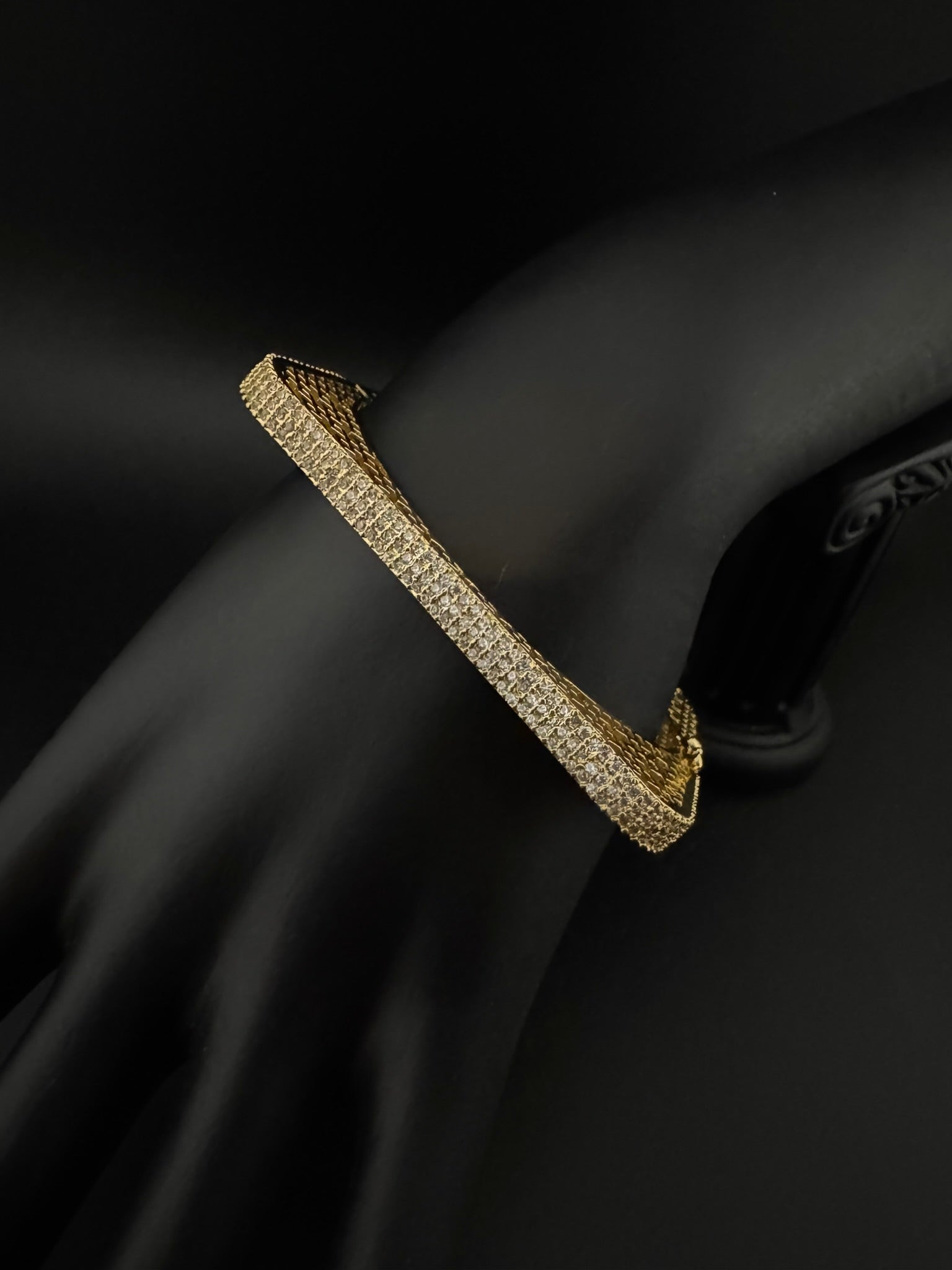 High Quality Square Gold Polish, Cubic Zirconia Openable Bracelet Designer bracelet