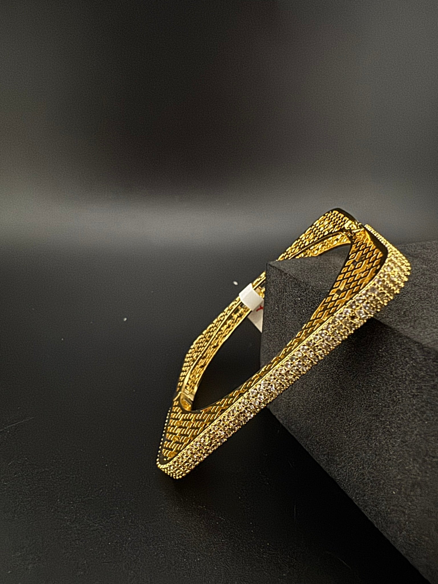 High Quality Square Gold Polish, Cubic Zirconia Openable Bracelet Designer bracelet