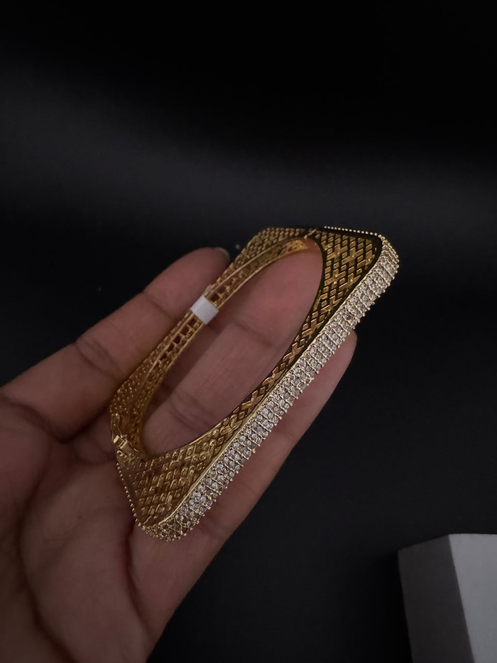 High Quality Square Gold Polish, Cubic Zirconia Openable Bracelet Designer bracelet