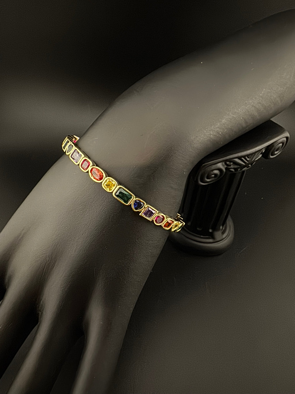 High Quality Gold Polish, Cubic Zirconia and stones Designer bracelet/Statement Bracelet/Indian Jewelry/Openable bangle/Fits upto 2.6" size