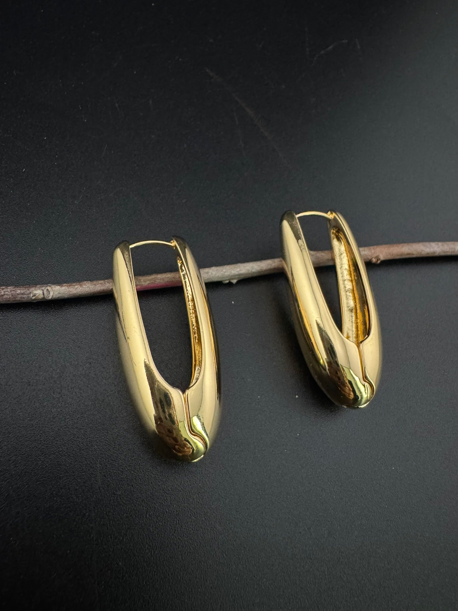 Anti-Tarnish Water resistant Gold Hoop earrings in drop design/Everyday earrings/Light weight everyday jewelry/office wear/daily kids jewelry