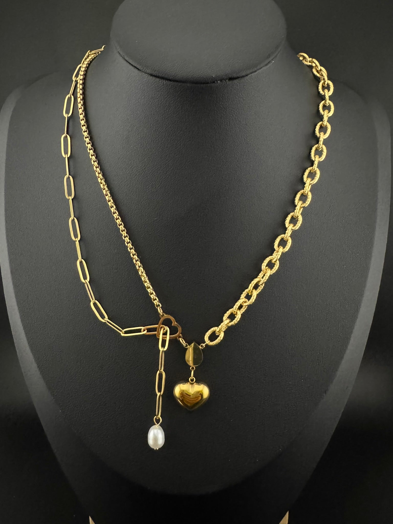 Anti-Tarnish Water resistant 18K Gold color plated multi-layer necklace/Office wear necklace/Everyday jewelry/Light weight everyday jewelry