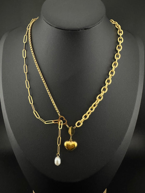 Anti-Tarnish Water resistant 18K Gold color plated multi-layer necklace/Office wear necklace/Everyday jewelry/Light weight everyday jewelry