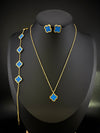 Anti-Tarnish Water resistant 18K Gold color plated clover Necklace SET with earrings and Bracelet/Office wear /Everyday jewelry/Light weight everyday jewelry