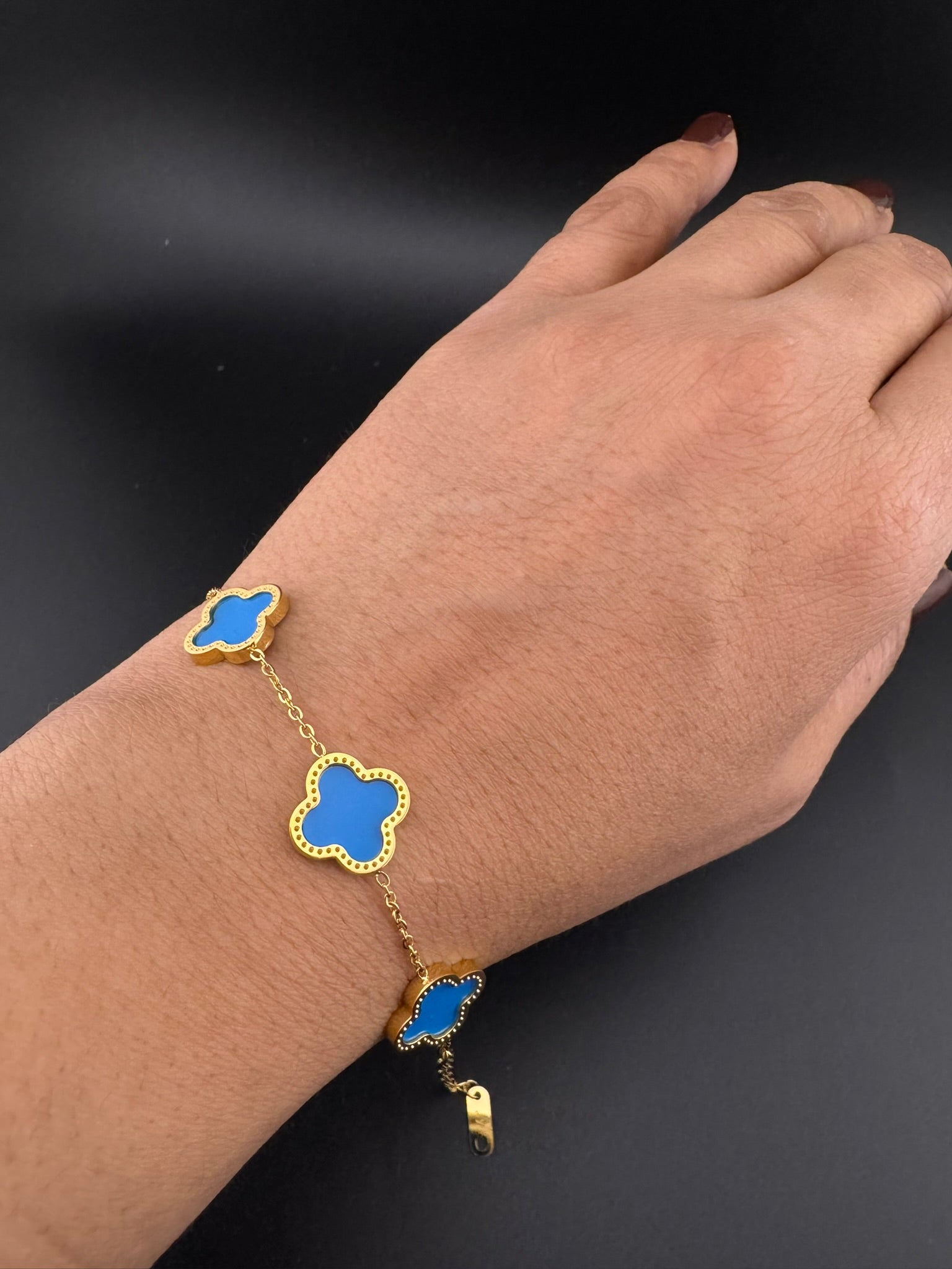 Anti-Tarnish Water resistant 18K Gold color plated clover Necklace SET with earrings and Bracelet/Office wear /Everyday jewelry/Light weight everyday jewelry