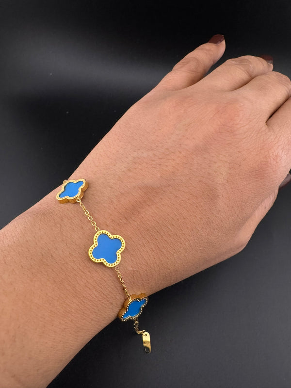 Anti-Tarnish Water resistant 18K Gold color plated clover Necklace SET with earrings and Bracelet/Office wear /Everyday jewelry/Light weight everyday jewelry