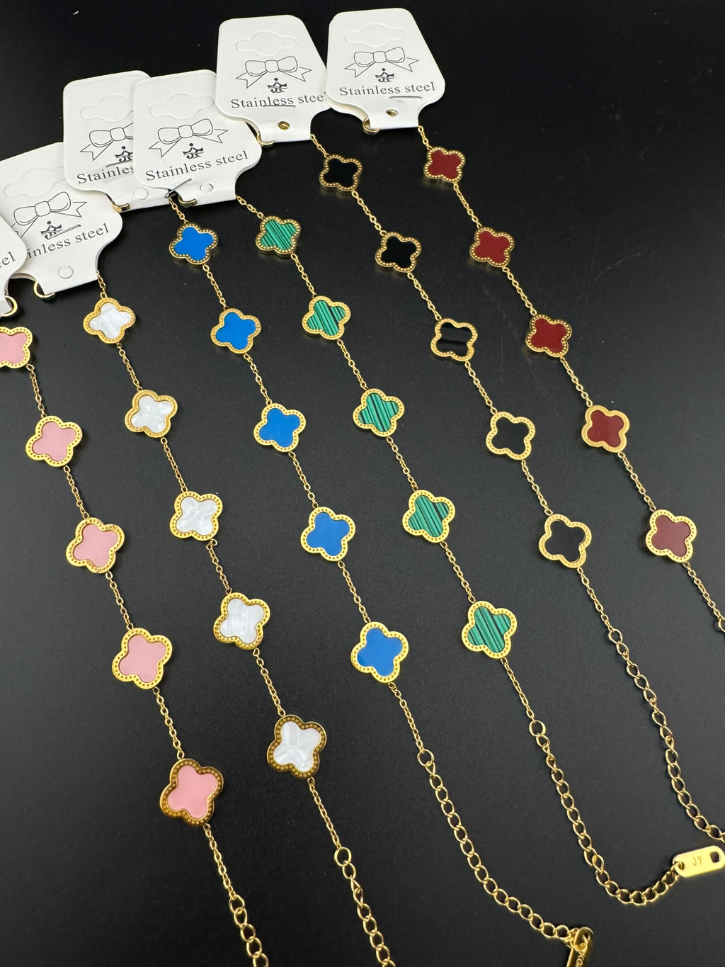 Anti-Tarnish Water resistant 18K Gold color plated clover Necklace SET with earrings and Bracelet/Office wear /Everyday jewelry/Light weight everyday jewelry