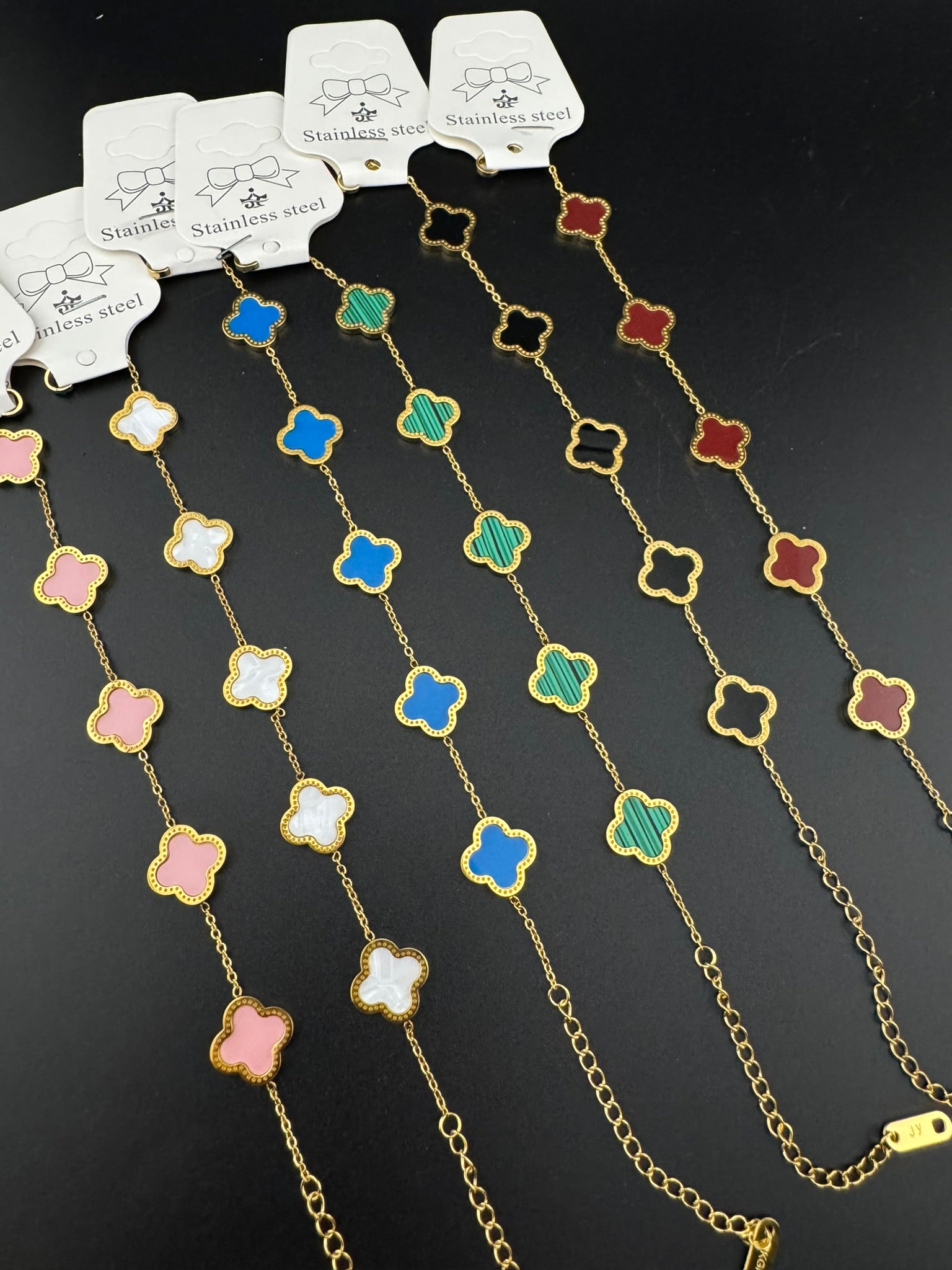 Anti-Tarnish Water resistant 18K Gold color plated clover Necklace SET with earrings and Bracelet/Office wear /Everyday jewelry/Light weight everyday jewelry