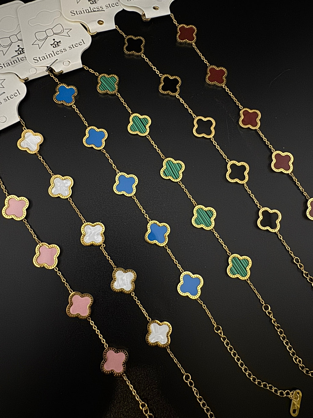 Anti-Tarnish Water resistant 18K Gold color plated clover Necklace SET with earrings and Bracelet/Office wear /Everyday jewelry/Light weight everyday jewelry