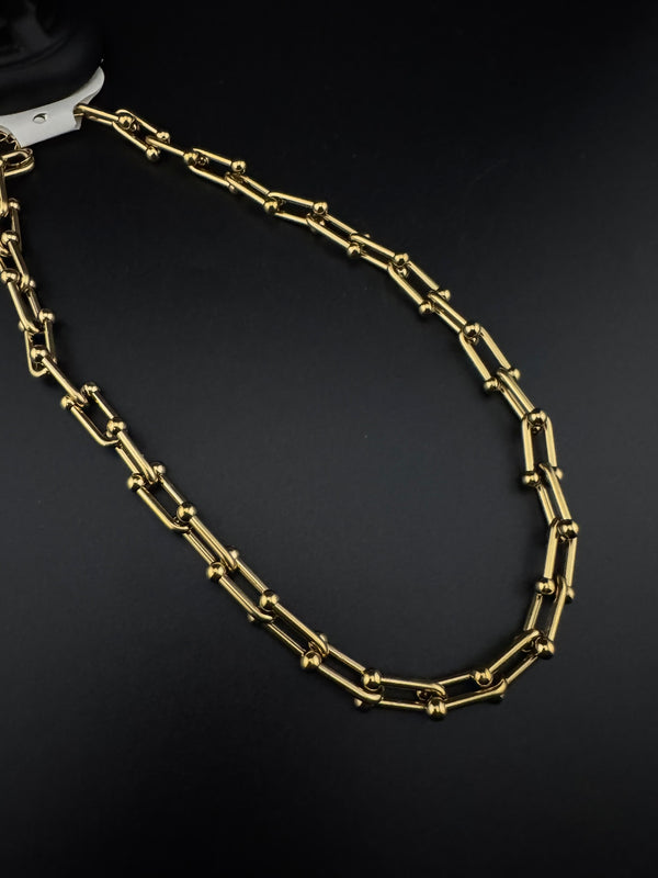 Anti-Tarnish Water resistant 18K Gold color plated thick necklace/Partywear jewelry/Office wear necklace/gold jewelry/Light weight jewelry