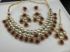 Red Premium Quality Moissanite Uncut Kundan, natural stones with long earrings and tikka is Bridal necklace set/Indian Necklace set