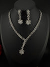 Premium Quality American Diamond/Cubic Zirconia, Crystals, Silver Polish Long Necklace set with Long earring/Indian jewelry/Bridal Necklace
