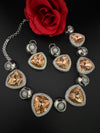 Premium Unique Swarovski Inspired Crystals and CZ champagne Necklace with Stud earrings/Indian jewelry/Collar Necklace/Bridal/Victorian set