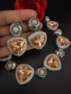 Premium Unique Swarovski Inspired Crystals and CZ champagne Necklace with Stud earrings/Indian jewelry/Collar Necklace/Bridal/Victorian set