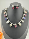 Premium High Shine Swarovski crystals, Cubic Zirconia Modern Necklace with stud earring/Indian jewelry/Collar Necklace set/Bridal necklace