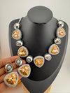 Premium Unique Swarovski Inspired Crystals and CZ champagne Necklace with Stud earrings/Indian jewelry/Collar Necklace/Bridal/Victorian set
