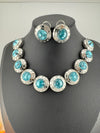 Premium High Shine Swarovski crystals, Cubic Zirconia Modern Necklace with long earring/Indian jewelry/Collar Necklace set/Bridal necklace