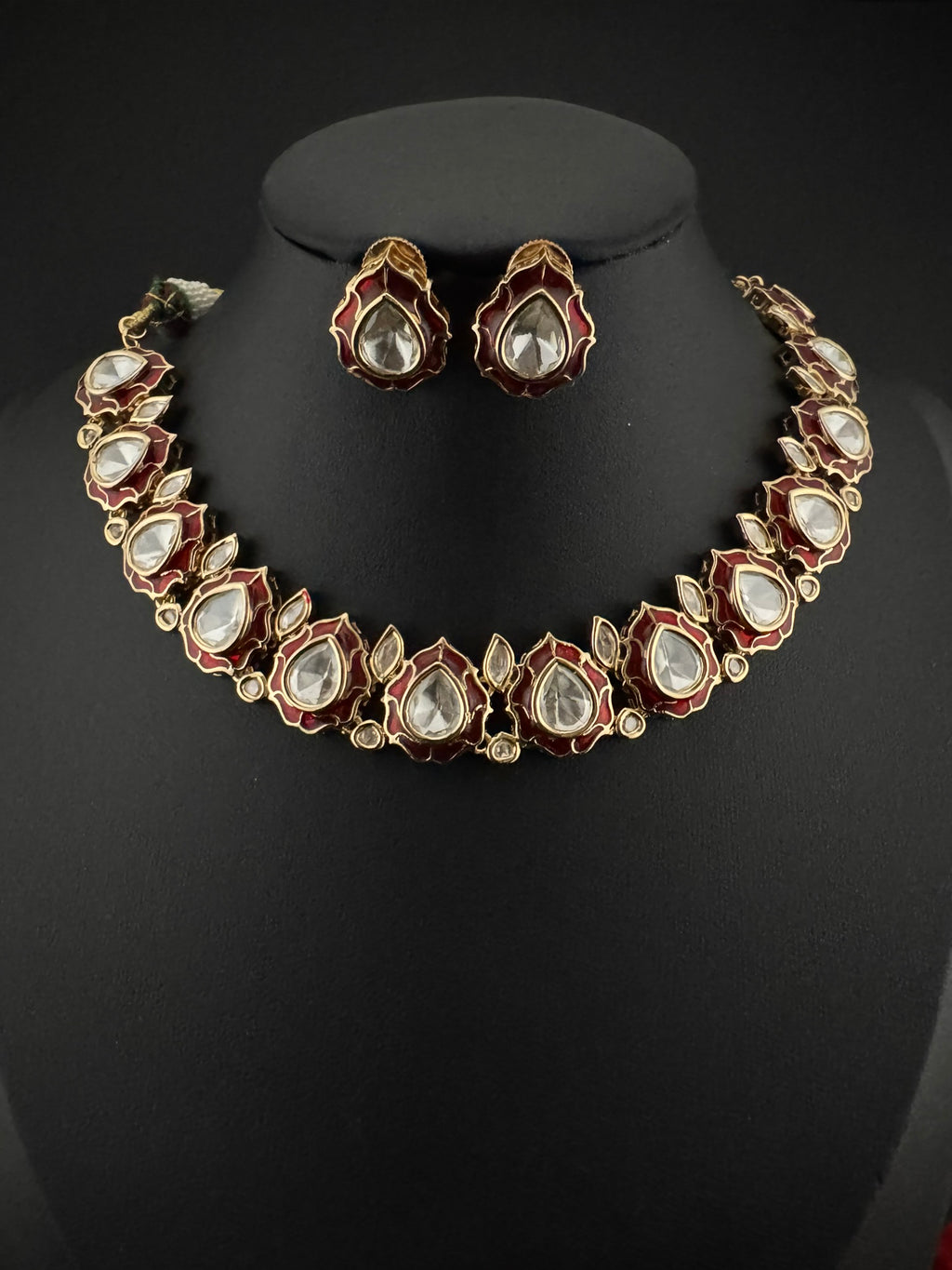 Premium Quality Tyaani Kundan Italian Mina Necklace set with stud earrings/Indian necklace/bridal/Bridesmaids gift/High gloss Enamel