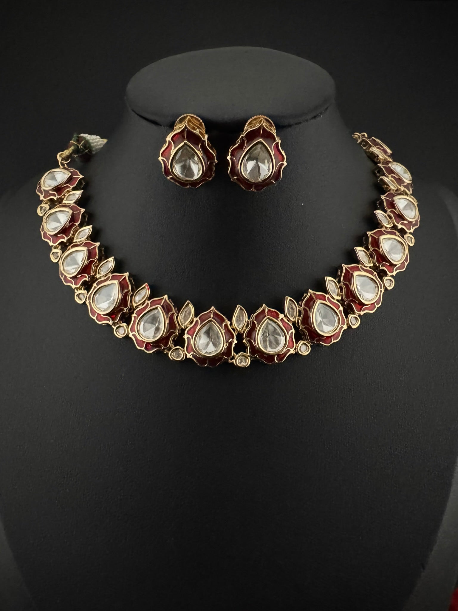 Premium Quality Tyaani Kundan Italian Mina Necklace set with stud earrings/Indian necklace/bridal/Bridesmaids gift/High gloss Enamel