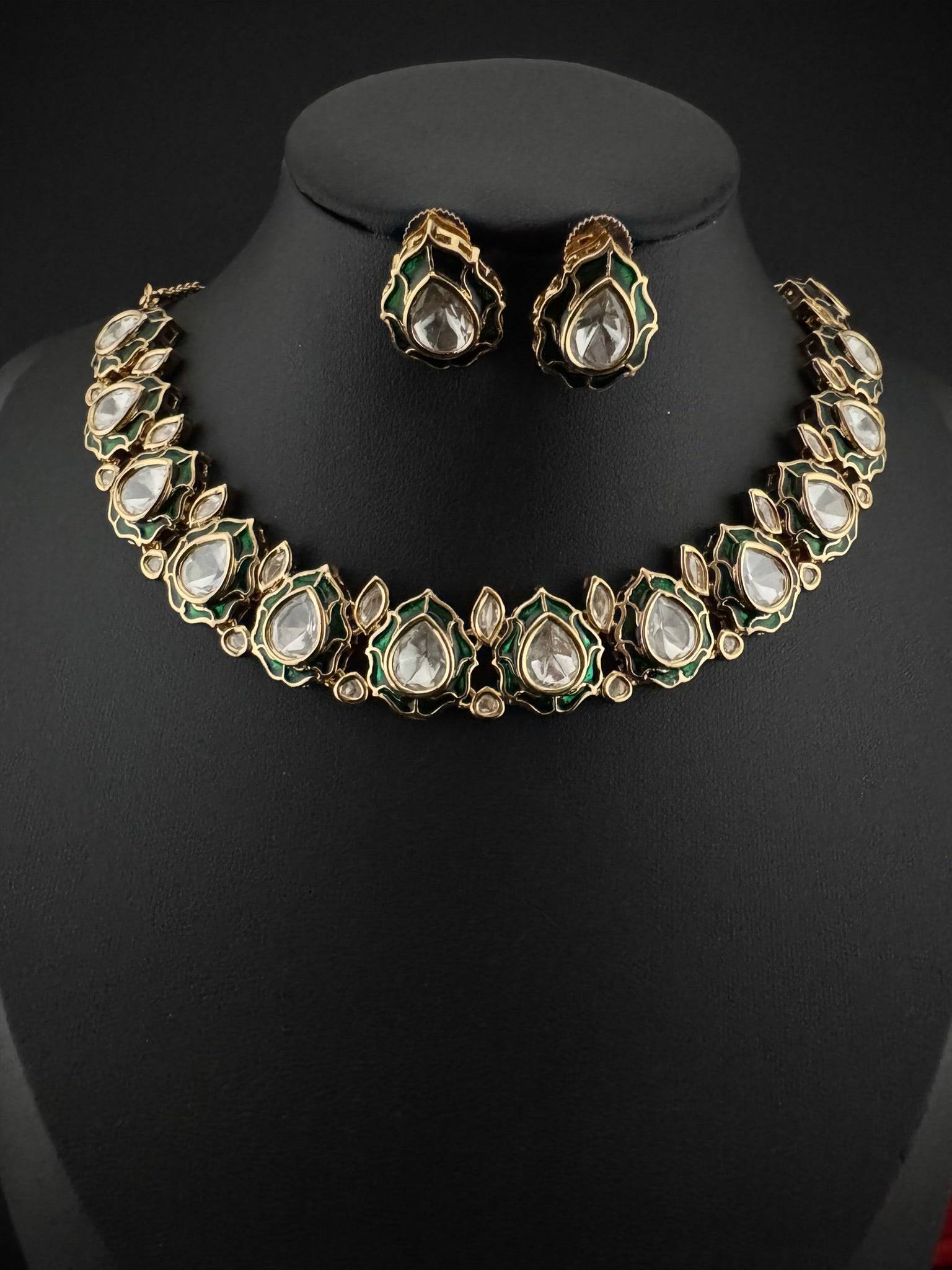 Premium Quality Tyaani Kundan Italian Mina Necklace set with stud earrings/Indian necklace/bridal/Bridesmaids gift/High gloss Enamel