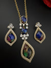 Premium Quality Marble stone and CZ with drop earrings is a Designer long pendant set/Indian jewelry/Bridesmaid gift/Lightweight jewelry