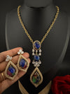Premium Quality Marble stone and CZ with drop earrings is a Designer long pendant set/Indian jewelry/Bridesmaid gift/Lightweight jewelry