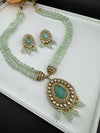 Premium Quality fusion Long Necklace with natural stone, kundan and Beads with beautiful earrings/Contemporary long Necklace set/Party wear