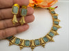 Premium Quality Traditional matt Gold and stones sleek Necklace with earrings/Indian necklace set/sleek lightweight necklace set/Gold Plated