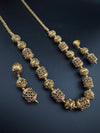 Premium Quality Traditional matt Gold and stones Long Necklace with long earrings/Indian Bridal necklace/Matar Mala/Rani Haar/Gold Plated