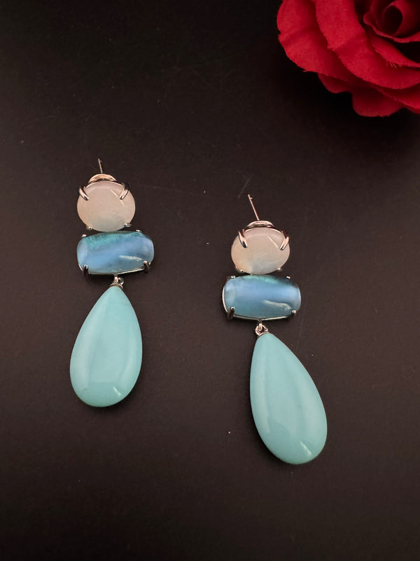 Premium 925 silver polish All Natural stone, pearl, CZ, Drop earring designer inspired Drop Dangle earrings/Unique earrings/Indian Jewelry