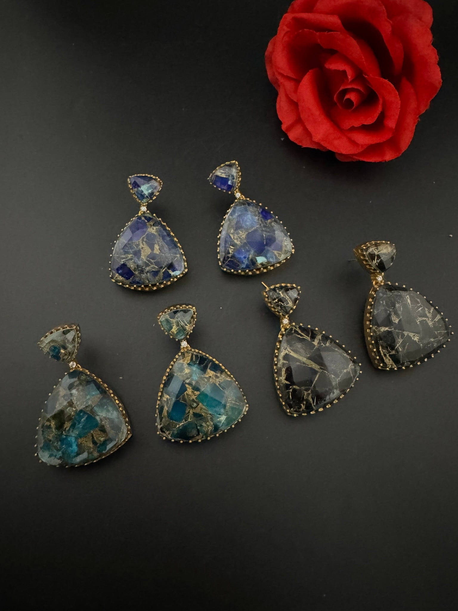 High Quality Premium Moissanite Doublet Marble stone and CZ is designer inspired Drop earrings/Unique earrings/statement Drop/Indian Jewelry