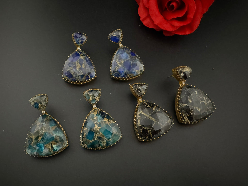 High Quality Premium Moissanite Doublet Marble stone and CZ is designer inspired Drop earrings/Unique earrings/statement Drop/Indian Jewelry