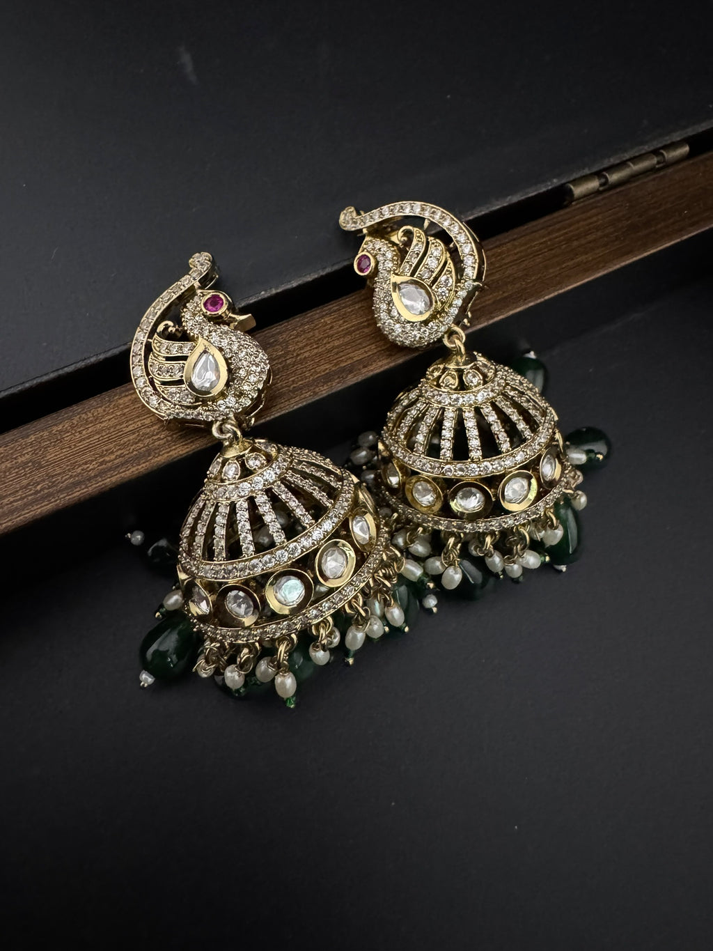 Premium Quality Kundan, Doublet stones and pearls in Matt Gold is Amrapali inspired designer Long Jhumka earrings/Indian earring/Bridal