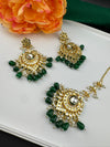 Premium Quality Kundan and pearls Gold plated designer inspired long chandbali earrings with Tikka/Indian earring/Bridal Jewelry (Copy)