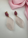 Premium 925 silver polish Pink Natural stone, CZ, Drop earring is designer inspired Drop Dangle earrings/Unique earrings/Indian Jewelry