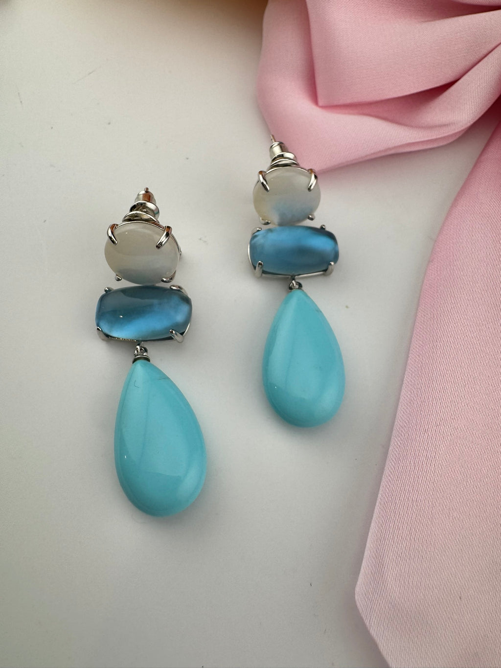 Premium 925 silver polish All Natural stone, pearl, CZ, Drop earring designer inspired Drop Dangle earrings/Unique earrings/Indian Jewelry