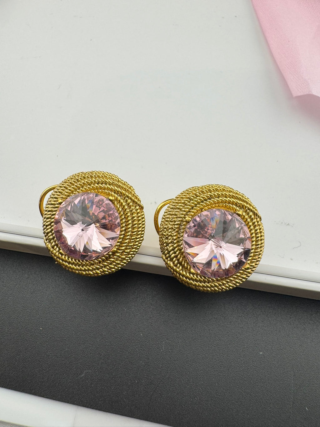 Premium Stud Cubic Zirconia and Crystal stone, gold color, Swarovski Inspired Statement earrings/Partywear earrings/Lightweight Studs tops