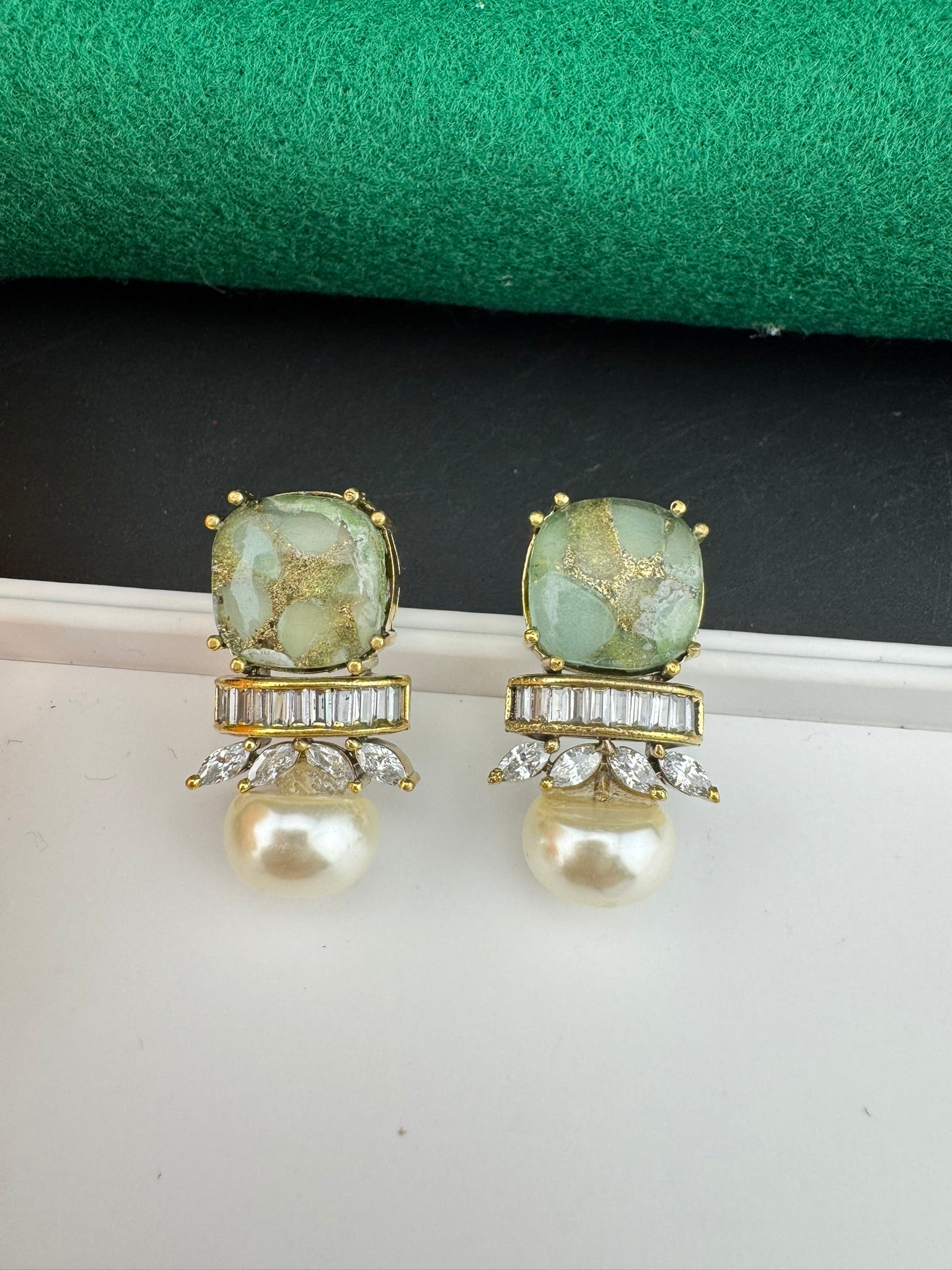 Premium High Quality Cubic Zirconia, Pearl, Marble Stone is a designer Stud earring/Small earrings/Lightweight Earring/Latest designer studs