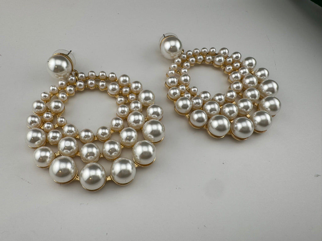 Premium Matt Gold and Pearls in unique circle big chandbali design/Statement earrings/Oversized Dangle Earring/everyday jewelry/party hoop