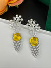 Premium Nano Setting Cubic Zirconia with Pearls is designer Inspired Statement Drop Dangle Long earring