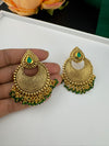 High Quality Chandbali with stones and pearls designer earrings/Chandelier earring/Chand Bali Earrings/Bridal jewelry/Gold polish Earrings