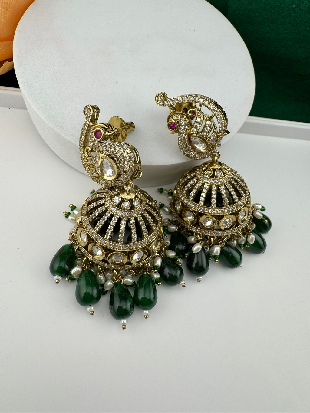 Premium Quality Kundan, Doublet stones and pearls in Matt Gold is Amrapali inspired designer Long Jhumka earrings/Indian earring/Bridal