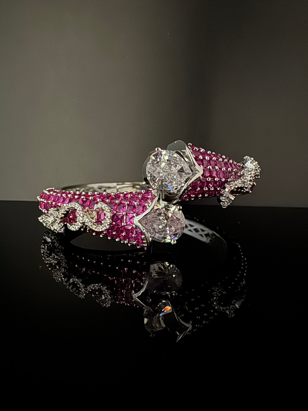 Premium Quality Cubic Zirconia in Nano setting Designer inspired Openable Bracelet/Adjustable Bracelet/Indian jewelry/Silver CZ Bracelet