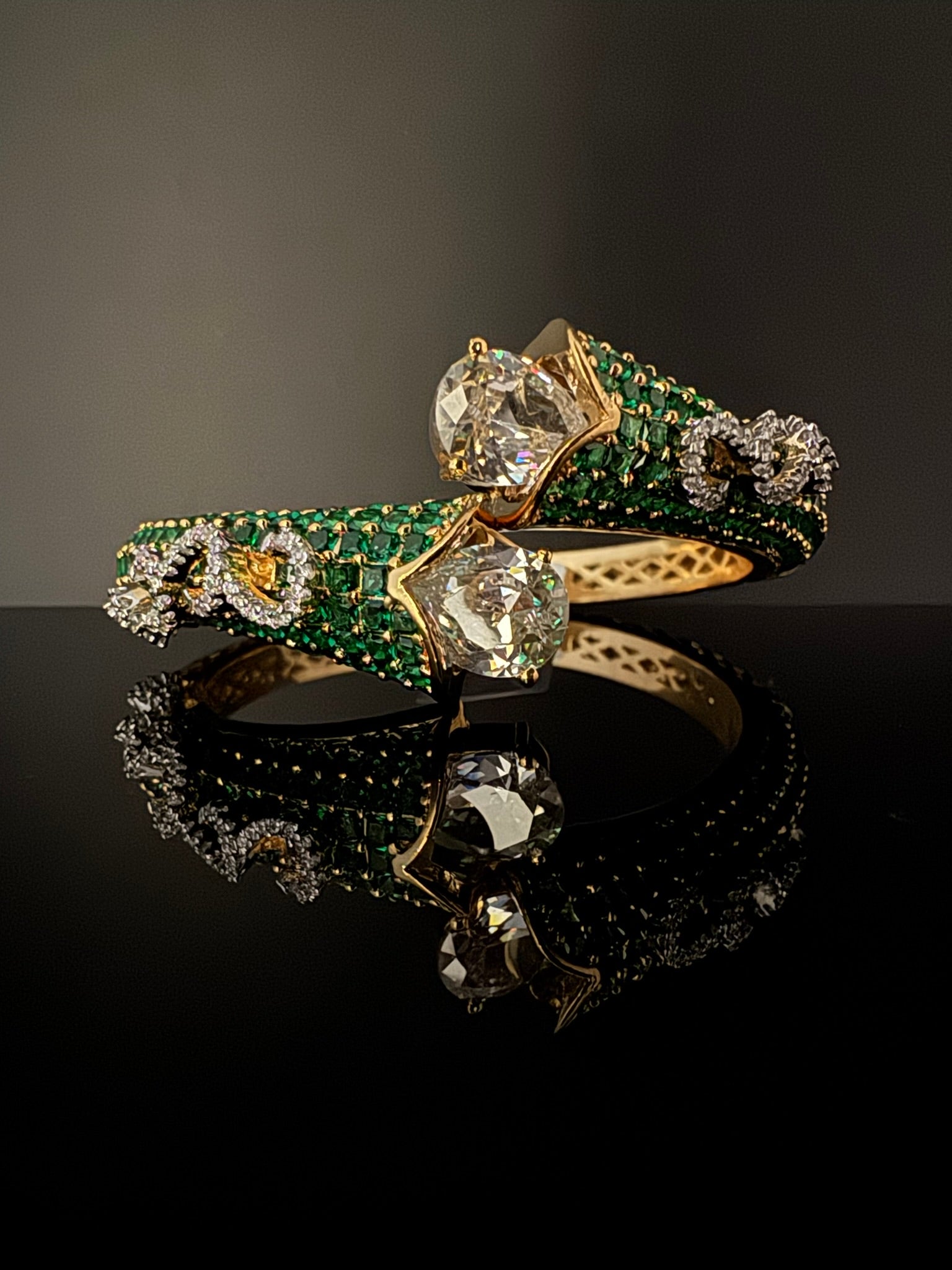 Premium Quality Cubic Zirconia in Nano setting Designer inspired Openable Bracelet/Adjustable Bracelet/Indian jewelry/Silver CZ Bracelet