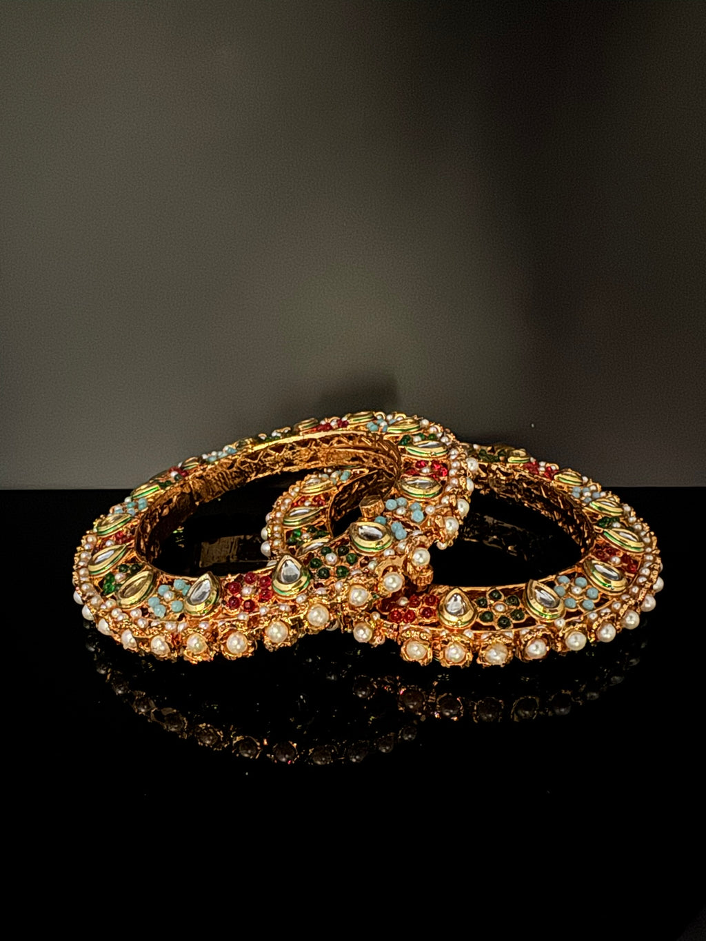 Openable Jadau Pacheli kada with pearls, kundan is Amrapali inspired Designer bangles set/Indian Kada/Temple jewelry/Rajwadi Bangle/Size 2.4" & 2.8"