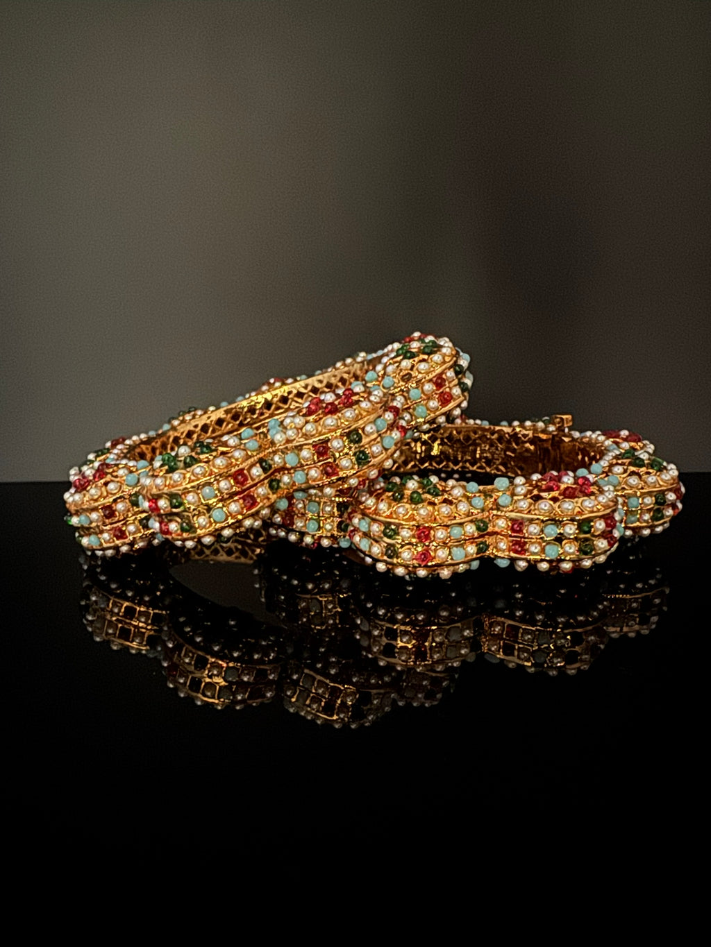 Openable Jadau Pacheli kada with pearls, kundan is Amrapali inspired Designer bangles set/Indian Kada/Temple jewelry/Rajwadi Bangle/Size 2.4" & 2.8"