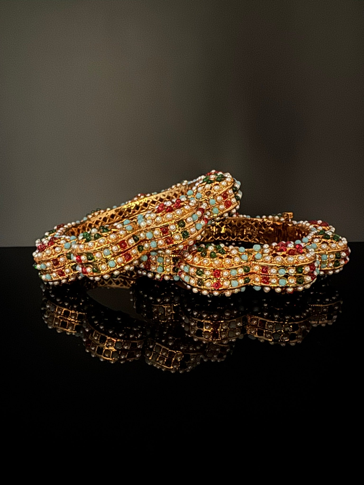 Openable Jadau Pacheli kada with pearls, kundan is Amrapali inspired Designer bangles set/Indian Kada/Temple jewelry/Rajwadi Bangle/Size 2.4" & 2.8"